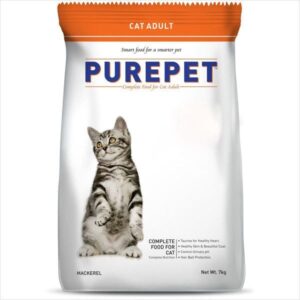 Purepet adult dry cat food 6kg| mackerel flavour| taurine for healthy heart | healthy skin & beautiful coat | control urinary pH | hair ball protection