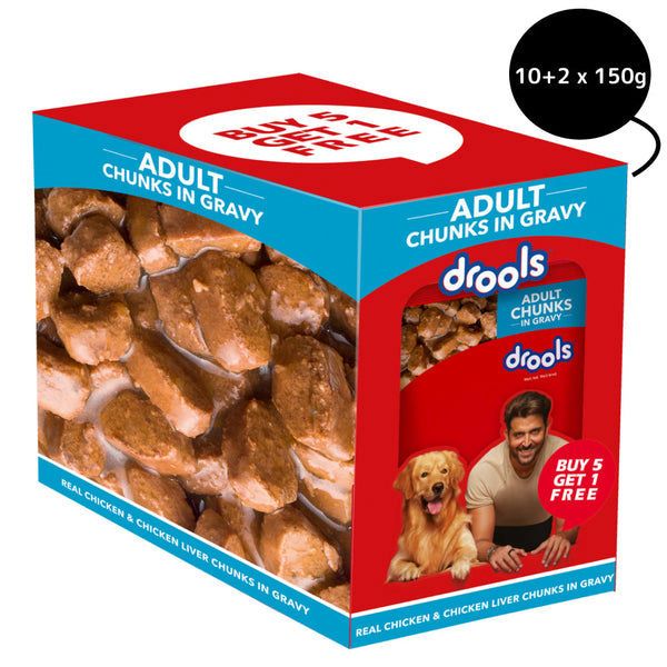 DROOLS REAL CHICKEN & CHICKEN LIVER CHUNKS IN GRAVY ADULT DOG WET FOOD 60 g (PACK OF 6) - Image 11