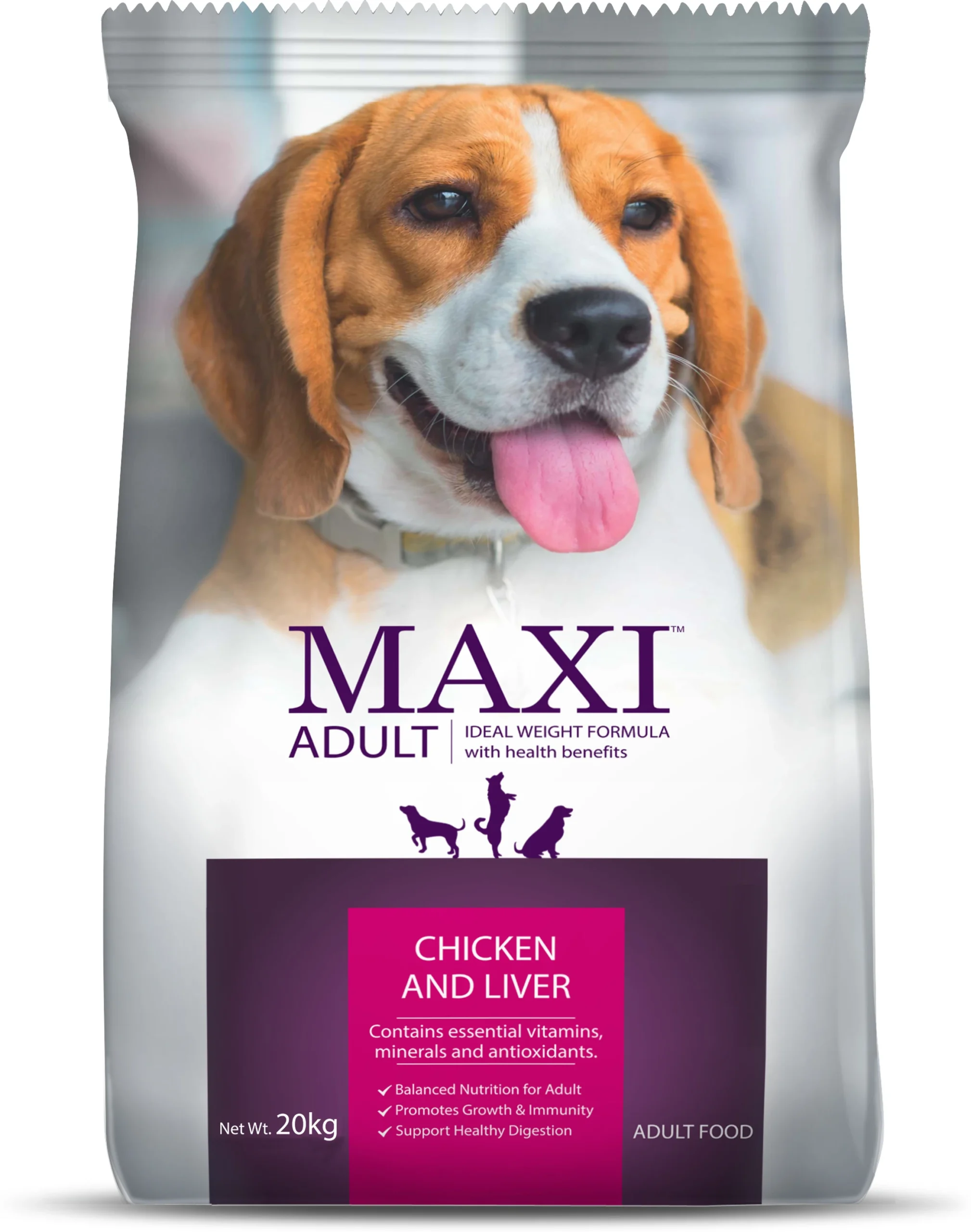 Maxi Adult Dry Dog Food 20 kg Pack | Chicken and Liver Flavour